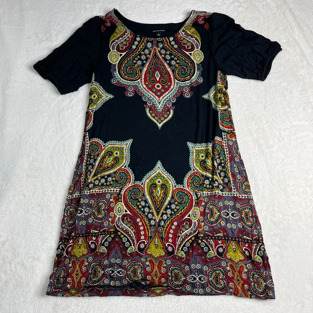Cha Cha Vente LARGE Paisley Psychedelic Print Pullover Dress Rayon Spandex
